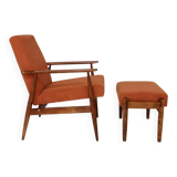 Vintage armchair pumpkin orange corduroy design by H.Lis
