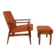 Vintage armchair pumpkin orange corduroy design by H.Lis