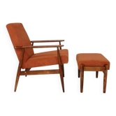 Vintage armchair pumpkin orange corduroy design by H.Lis