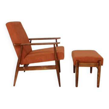 Vintage armchair pumpkin orange corduroy design by H.Lis