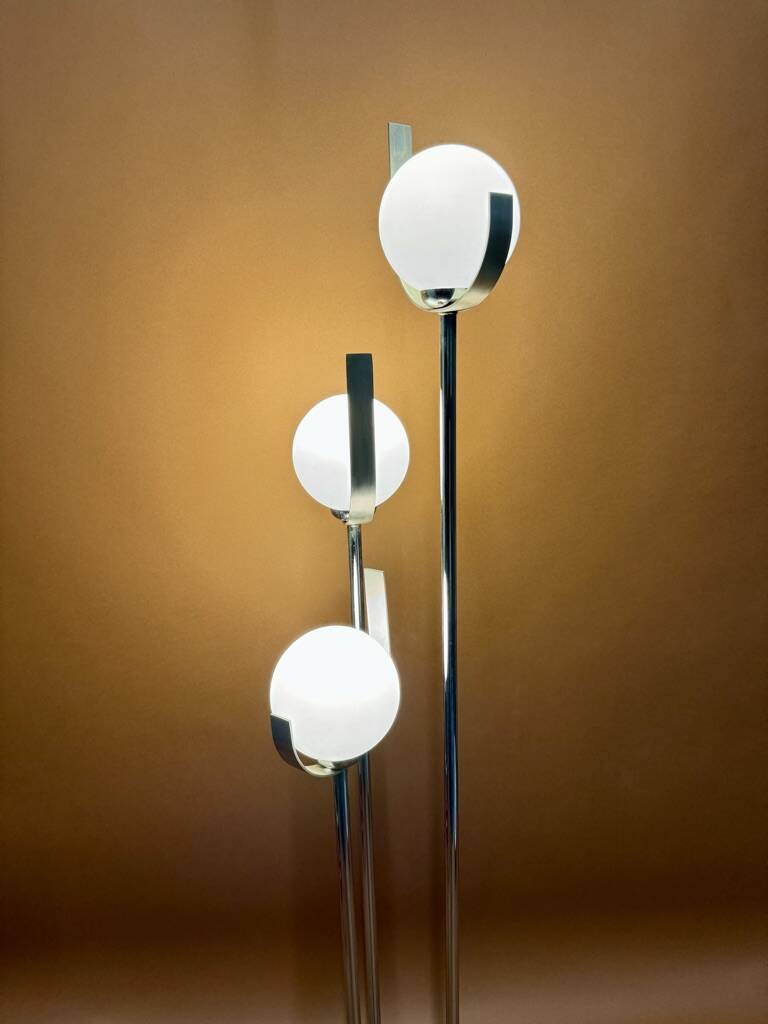 1970s opaline chrome floor lamp