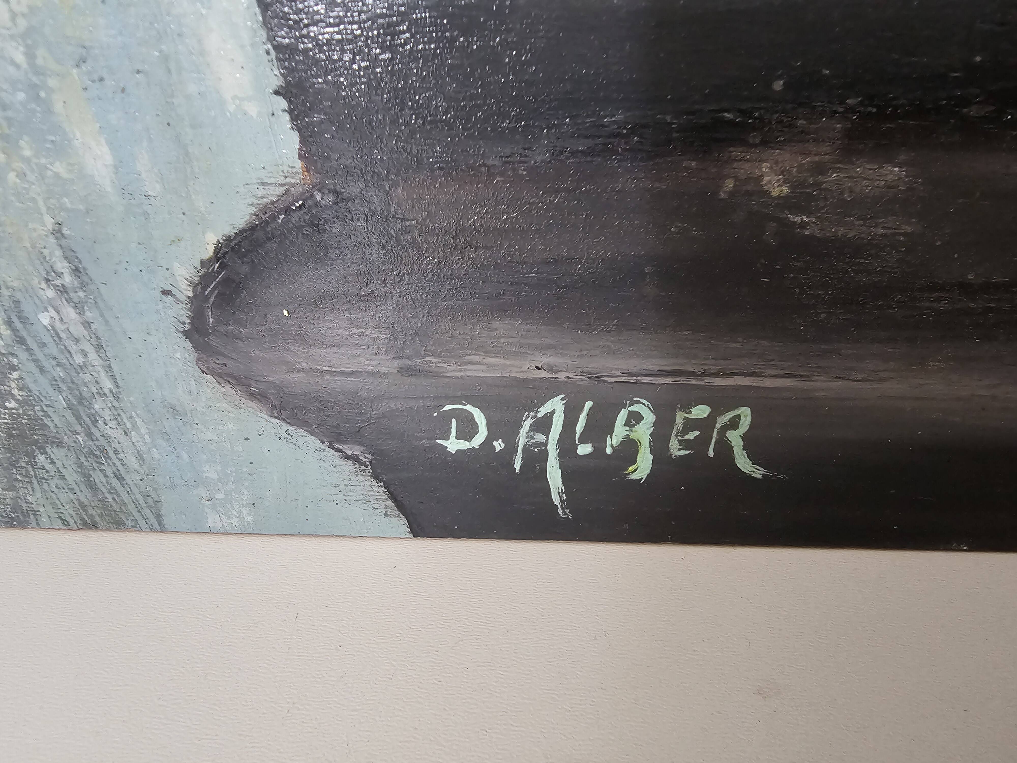 Oil on panel painting - still life flowers lilacs dahlias signed d alrer