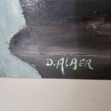 Oil on panel painting - still life flowers lilacs dahlias signed d alrer