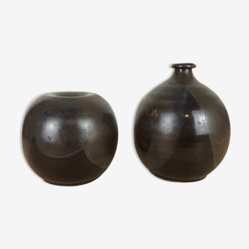 Pair of vases ball Scandinavian style, ceramic