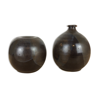 Pair of vases ball Scandinavian style, ceramic