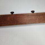 Wall-mounted coat rack in wood and metal, 4 hooks, industrial style, 100 cm
