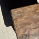Small stool, rectangular solid teak side table with curved legs.