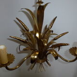 Wheat cob chandelier of the Masca House, gilded aged, 3 fires, 70s/80s