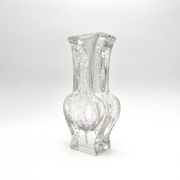 Brutalist Vase Ingrid Glashütte 3085 Transparent Glass 70s