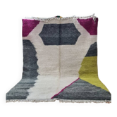 Tapis marocain Beni Ouarain moderne - Tissé à la main en laine avec design géométrique unique