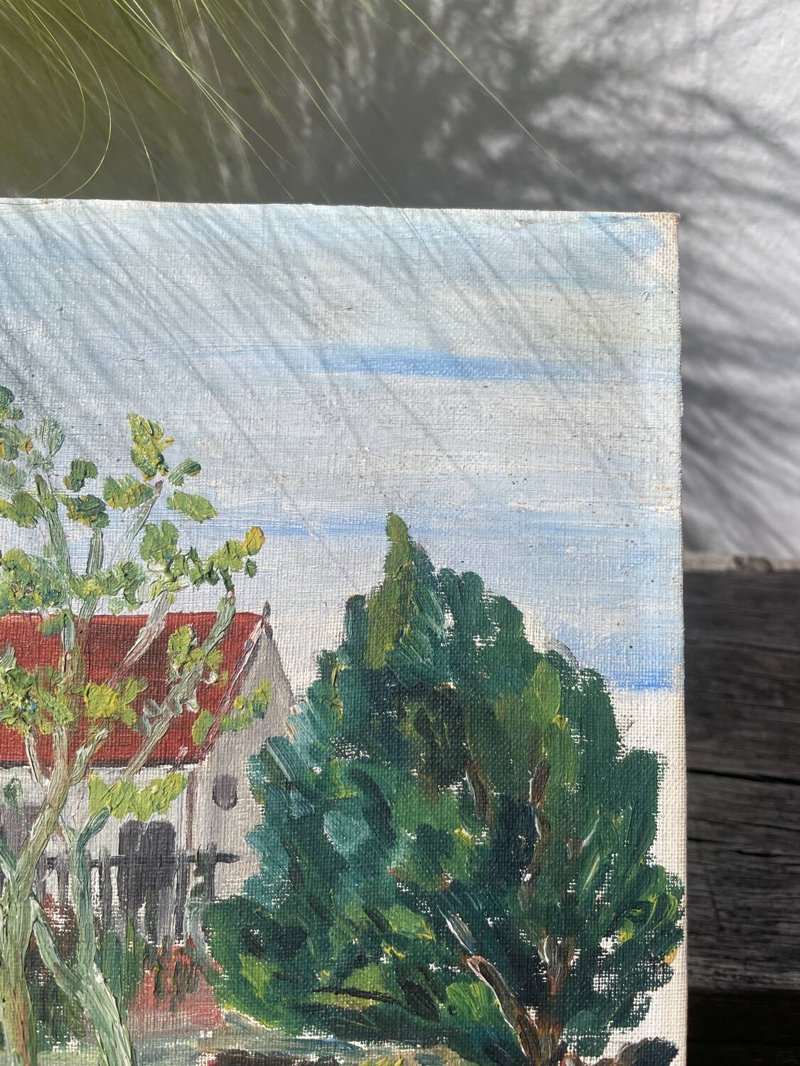 Old landscape painting oil on canvas