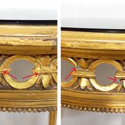 Napoleon III Pedestal Table (late 19th C.) Gilded and Carved Wood with Modern Black Top
