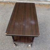 Double-tray rosewood serving trolley on casters 83cm