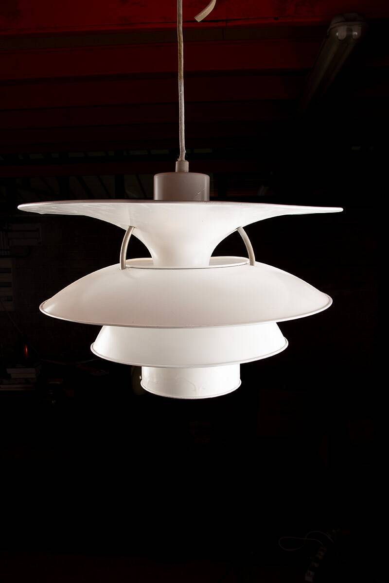 Danish brushed metal pendant light, Poulsen "Charlottenborg" model.