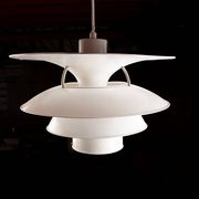 Danish brushed metal pendant light, Poulsen "Charlottenborg" model.