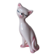 Romantic long-necked cat figurine in pink ceramic, Cat Statuette 1970