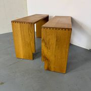 Magnifique banc d'entrée minimaliste en bois, de belle facture, années 1970
