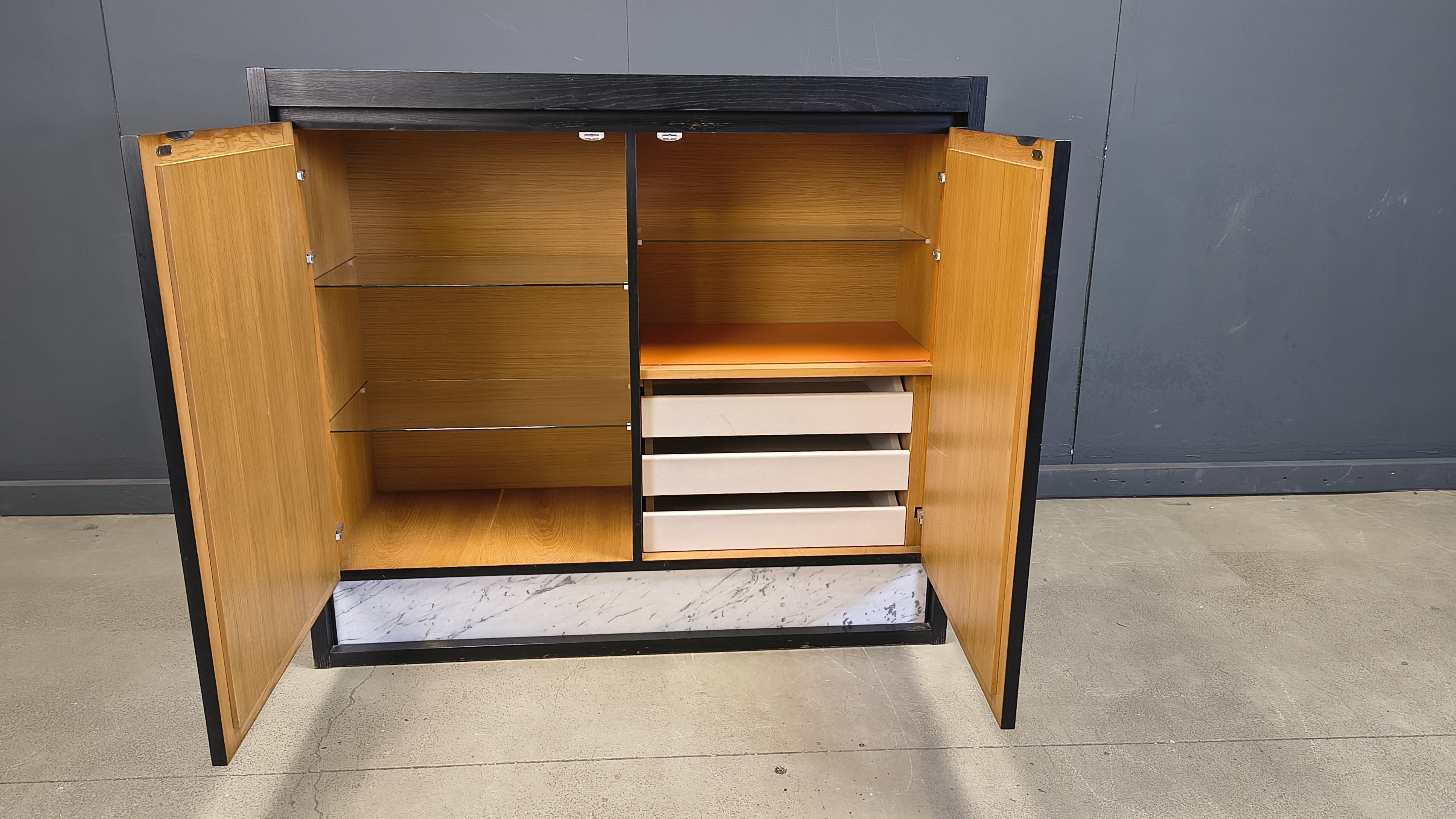 Black brutalist bar cabinet, 1970s