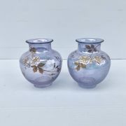 Paire de petits vases art nouveau decor floral émaillé
