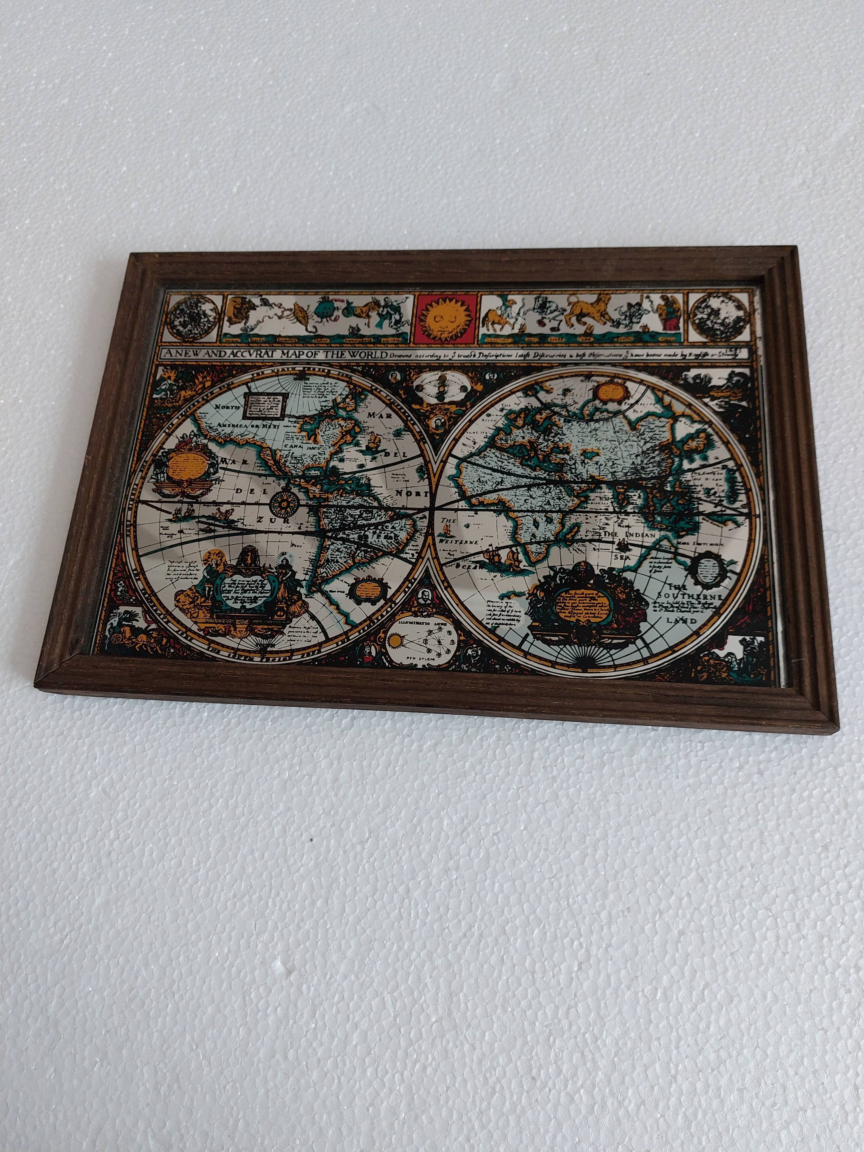 Vintage world map mirror board