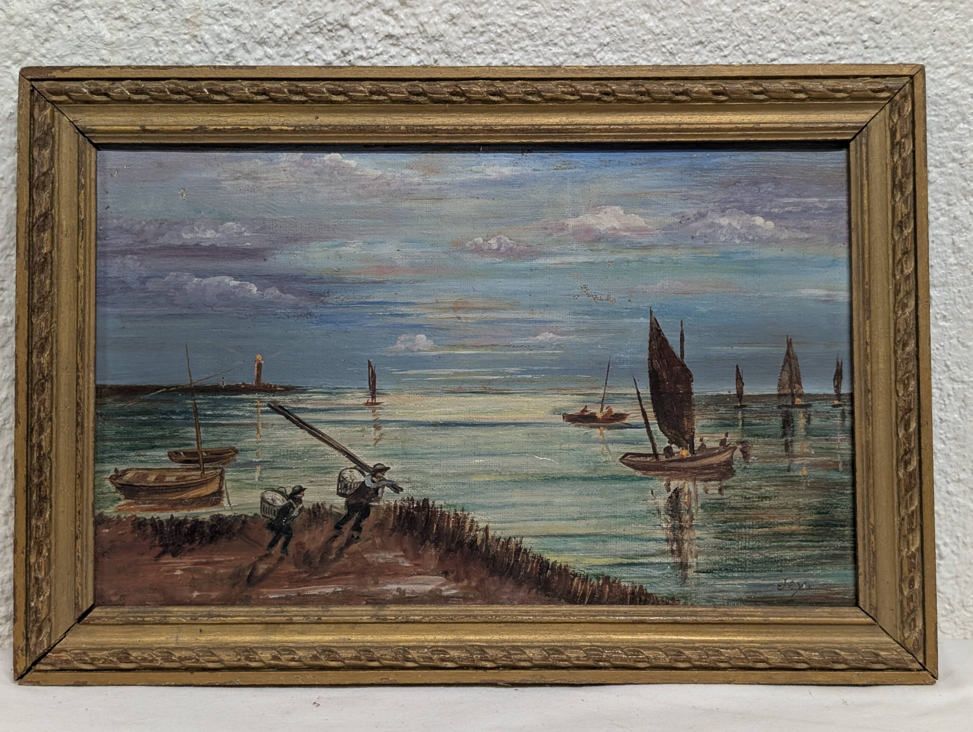 Old oil painting on canvas from the 19th/20th century.