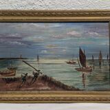 Old oil painting on canvas from the 19th/20th century.