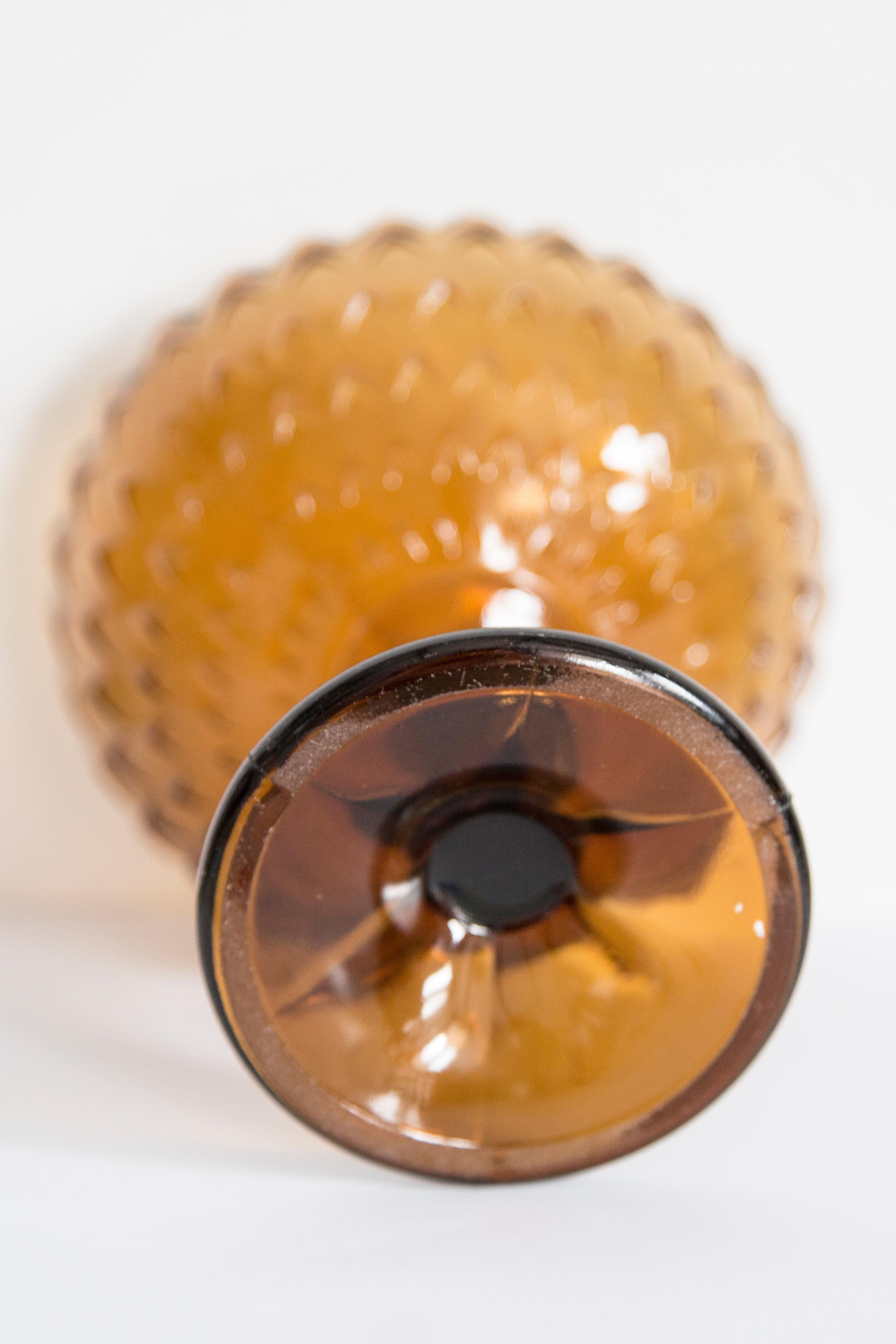 Vintage glass sugar bowl in brown, yellow, and orange, Italy, 1960s.