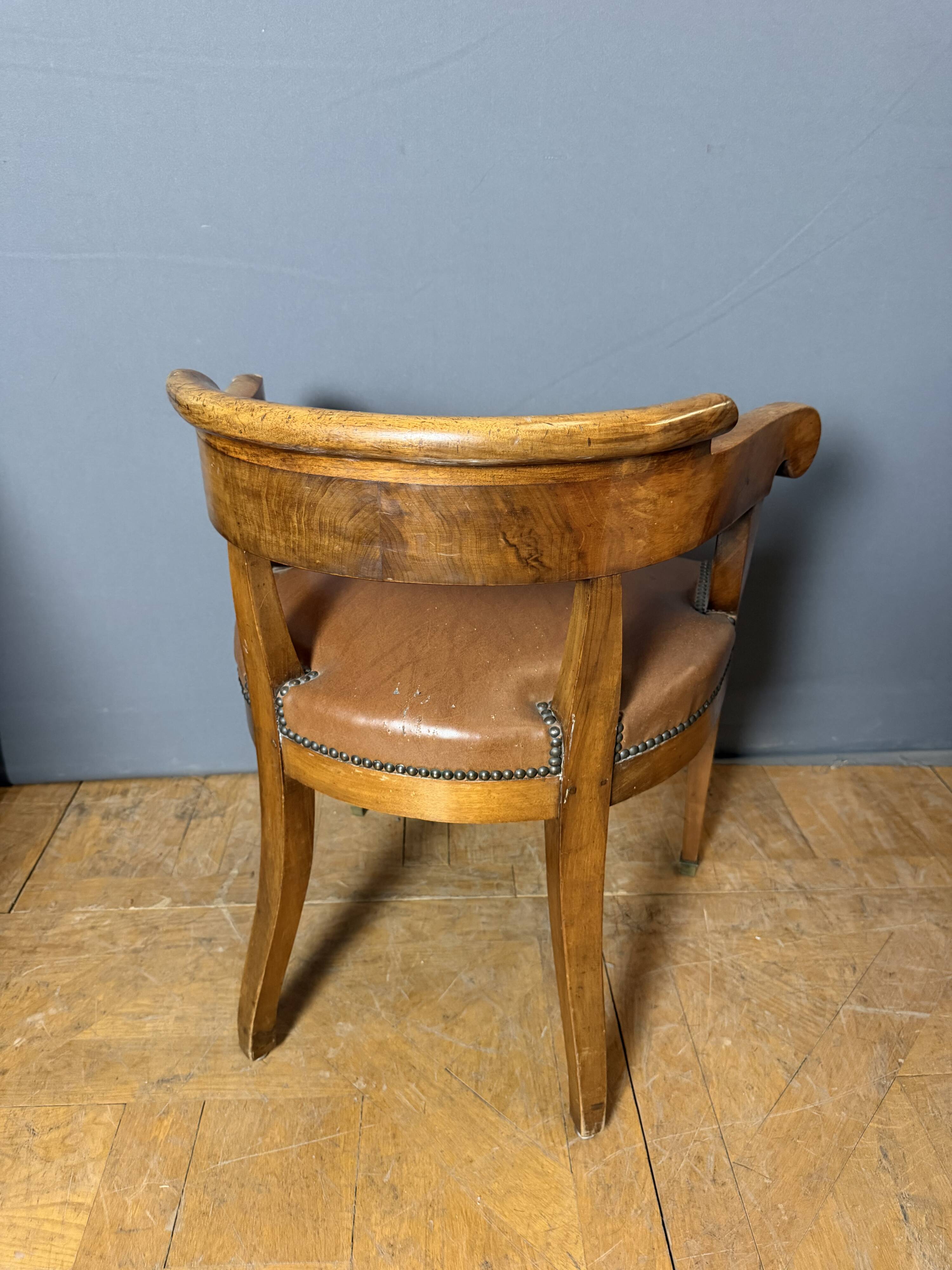 Fauteuil de bureau Restauration à crosses en Noyer