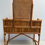 Coiffeuse bureau en rotin et bambou vintage