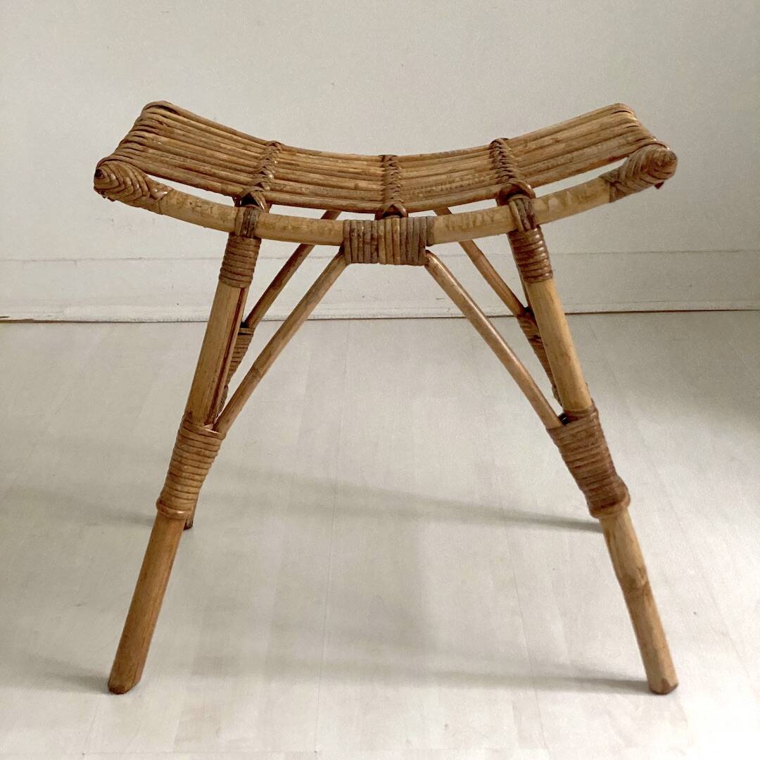 Vintage 60's rattan stool