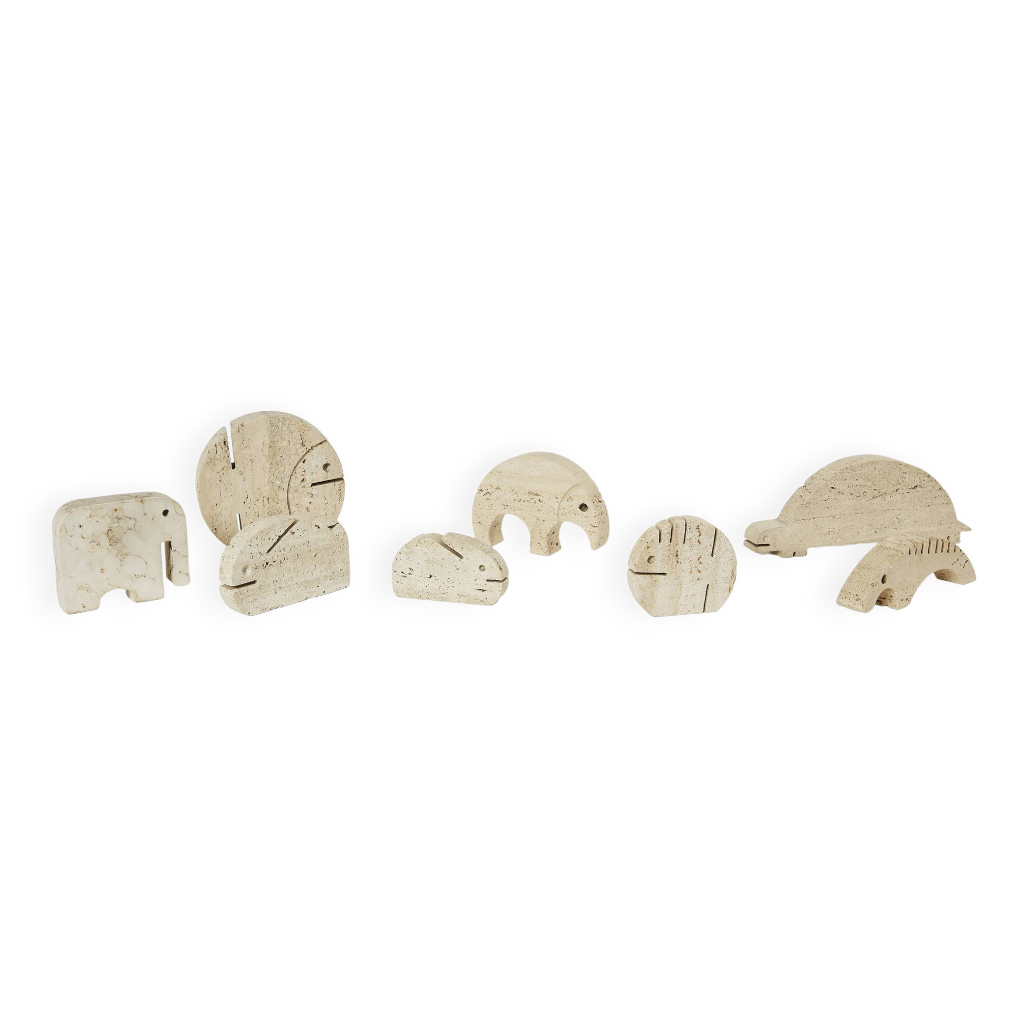 Set of 8 travertine animal sculptures by Fratelli Mannelli 1970