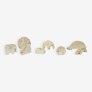 Set de 8 sculptures animaux en travertin par Fratelli Mannelli 1970