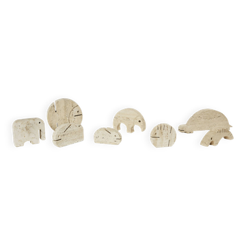 Set of 8 travertine animal sculptures by Fratelli Mannelli 1970