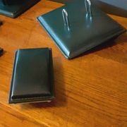 Vintage 7 Piece Office Set from the 50s in Green Leather "Le Tanneur".