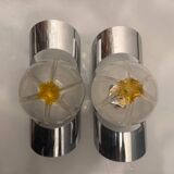 Chrome Murano Glass Sconces by Mazzega Set of 2
