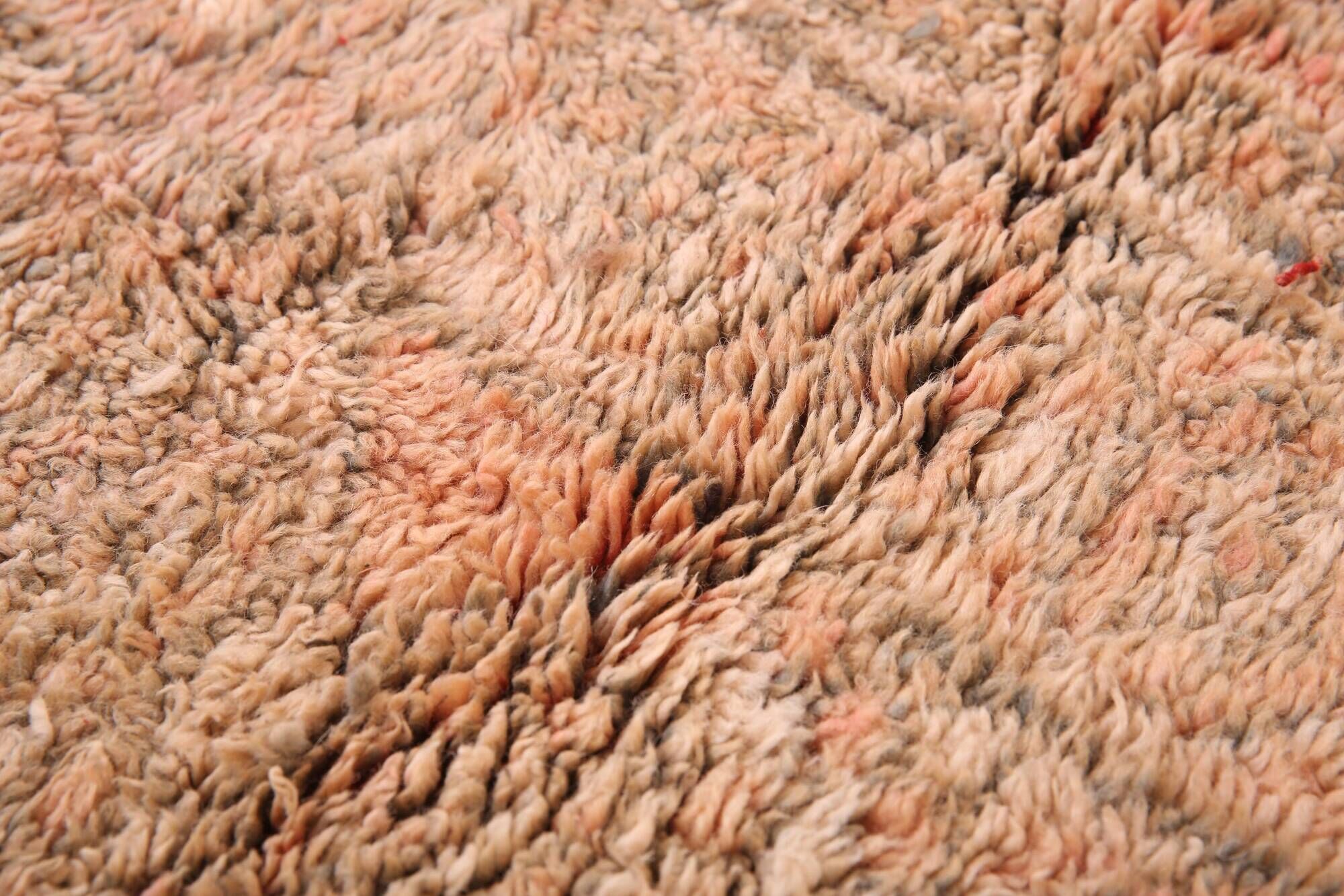 Large Vintage Moroccan Rug 203 x 376 cm, Peach Berber Wool Rug Handmade