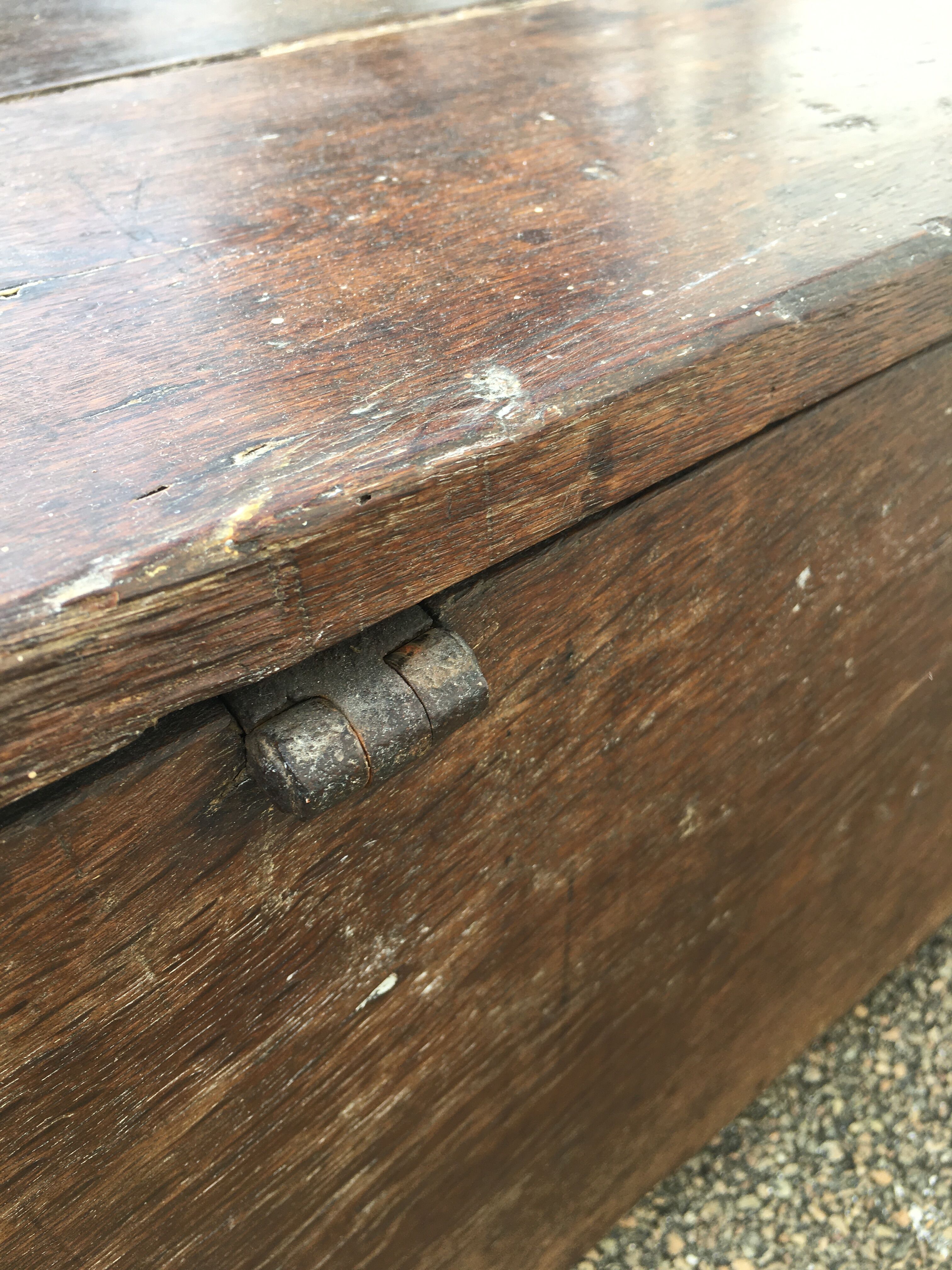 Old solid oak chest early XVIII Brutalist