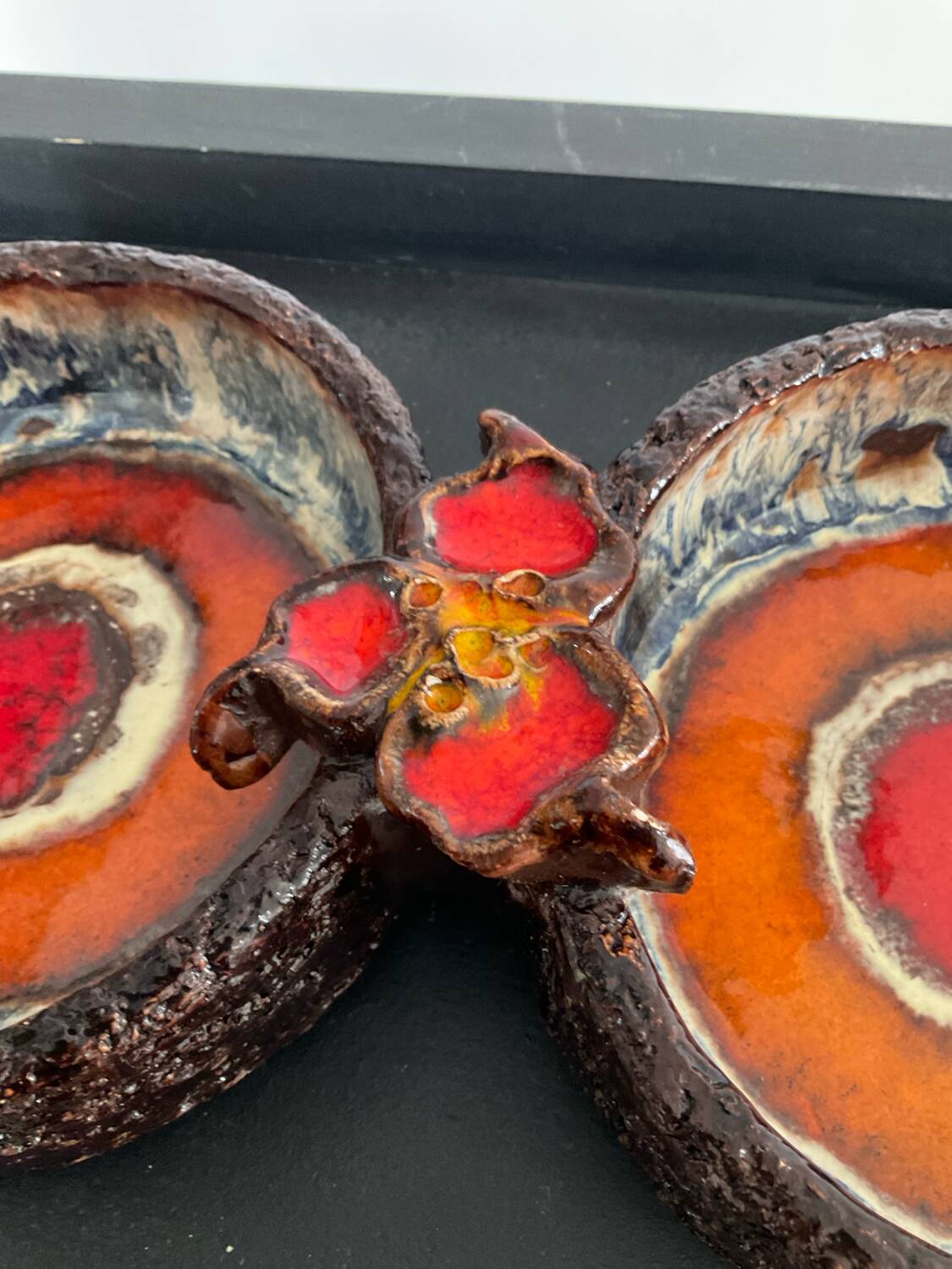 Vintage 1970s glazed ceramic trinket tray