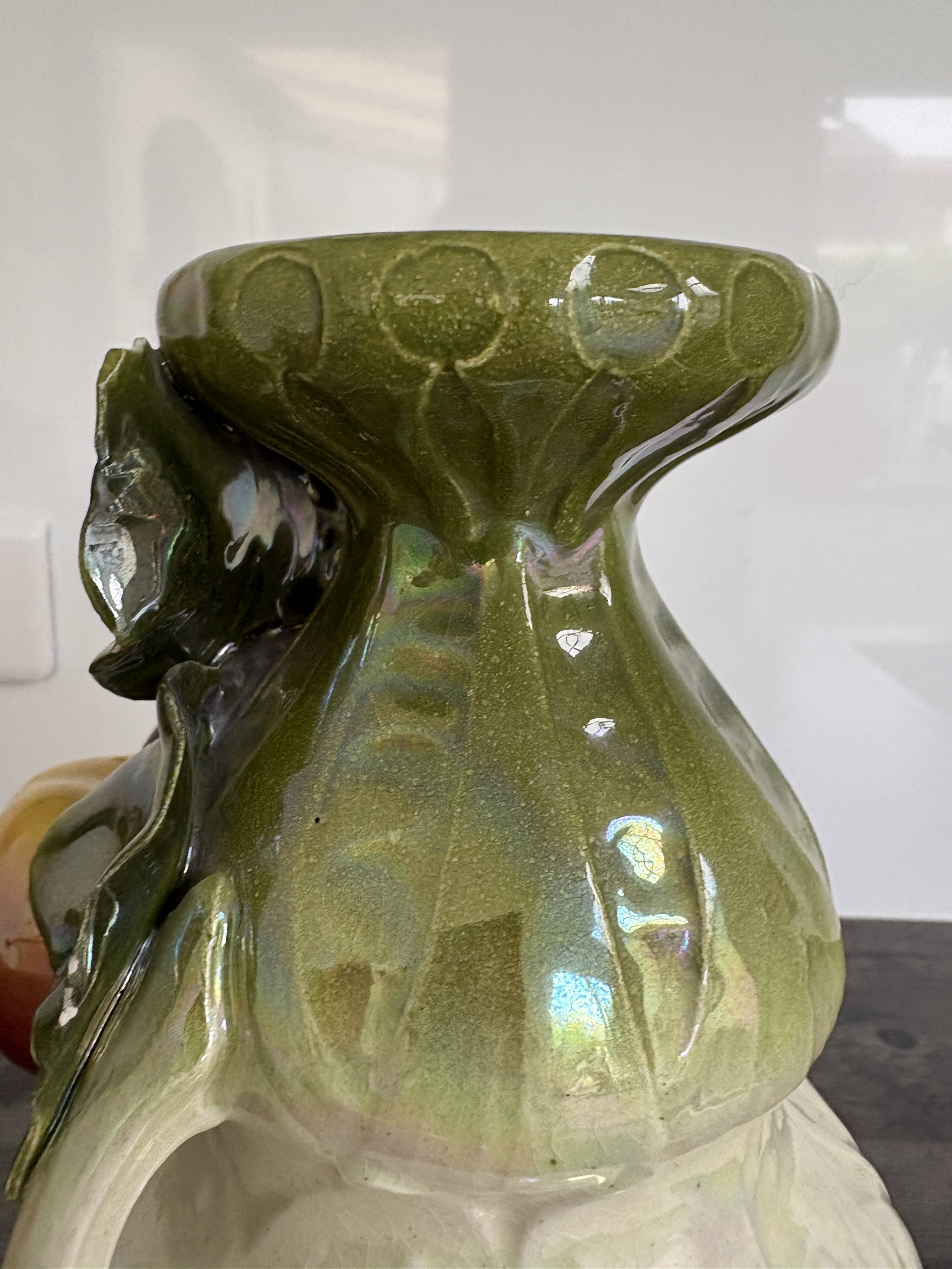 Art Nouveau ceramic vase – fruit and flower decoration
