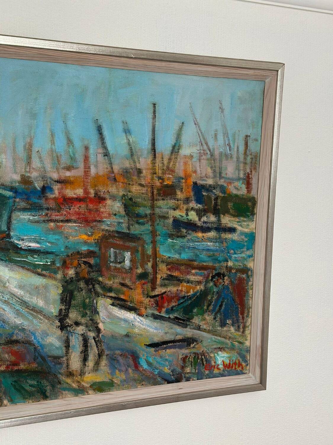 Swedish Oil on Canvas – “Port of Gothenburg” by Eric With