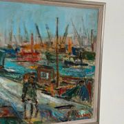 Huile sur toile suédoise – « Port de Göteborg » par Eric With