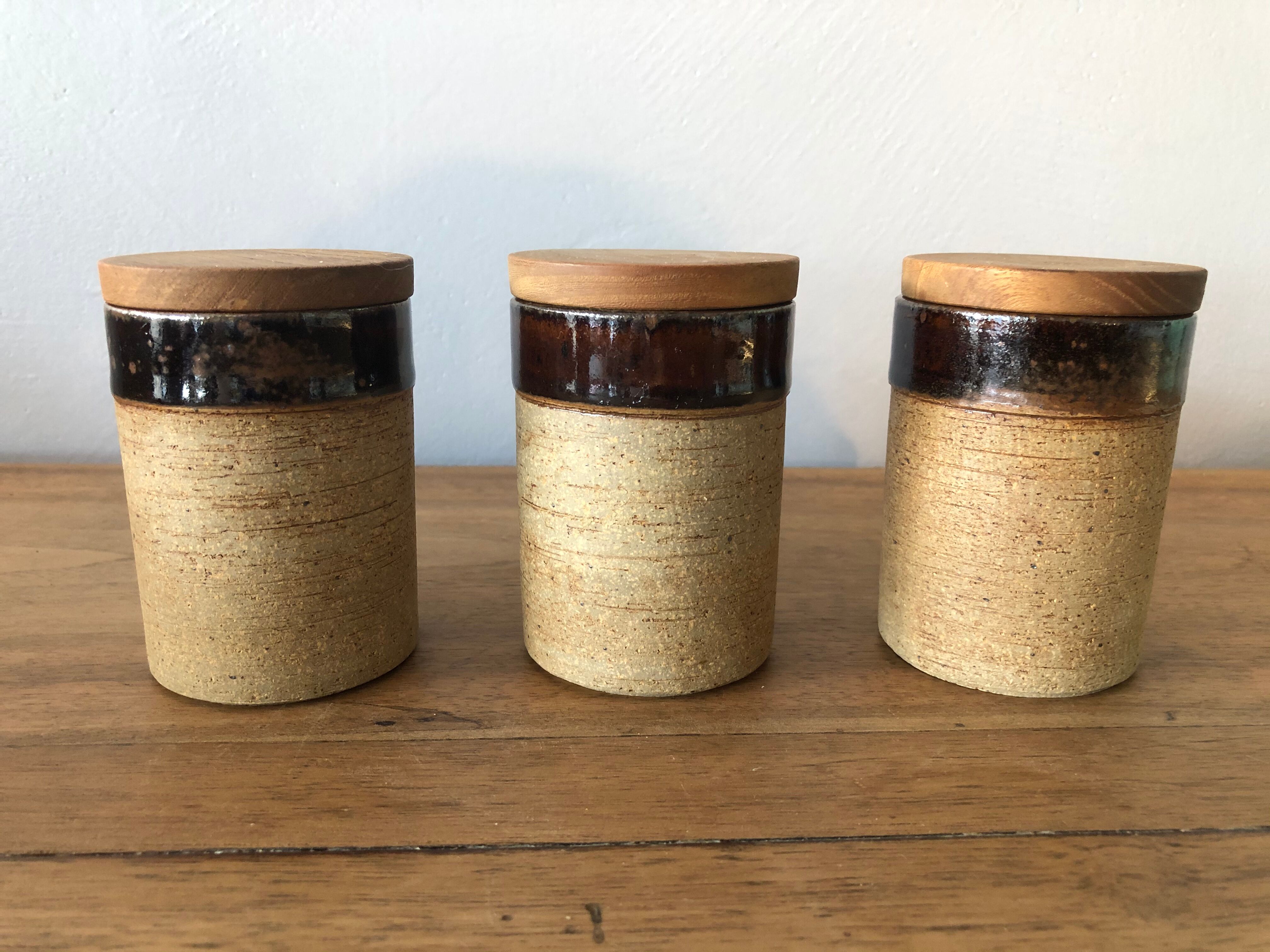 Set de 3 pots à épices en grès