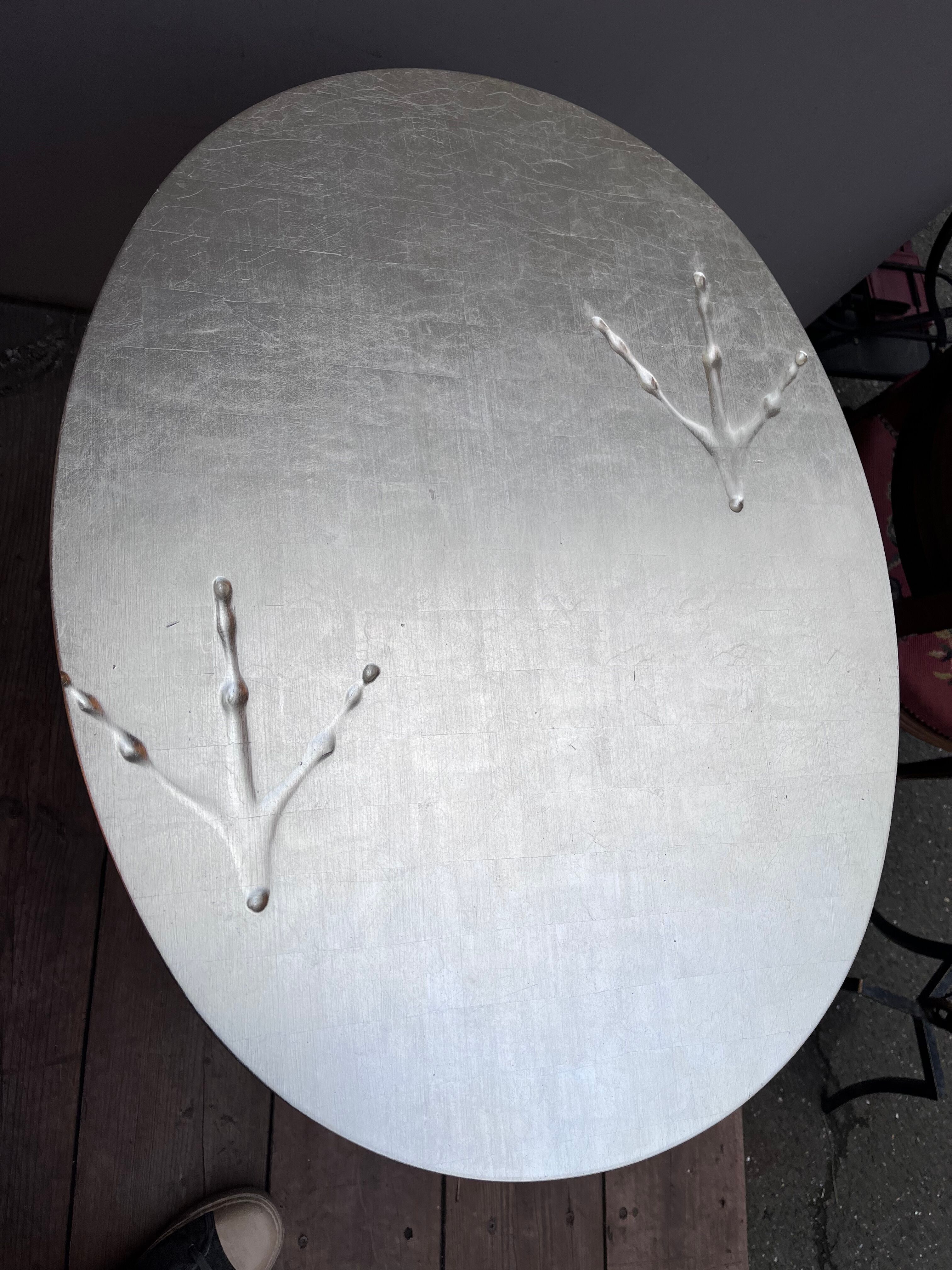 Sculptural table Traccia Merret Oppenheim silver edition Cassina