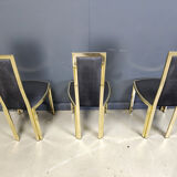 Vintage French brass dining chairs, set of 6 - 1970s