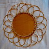 Mirror flower rattan & wicker 39 x 39 cm