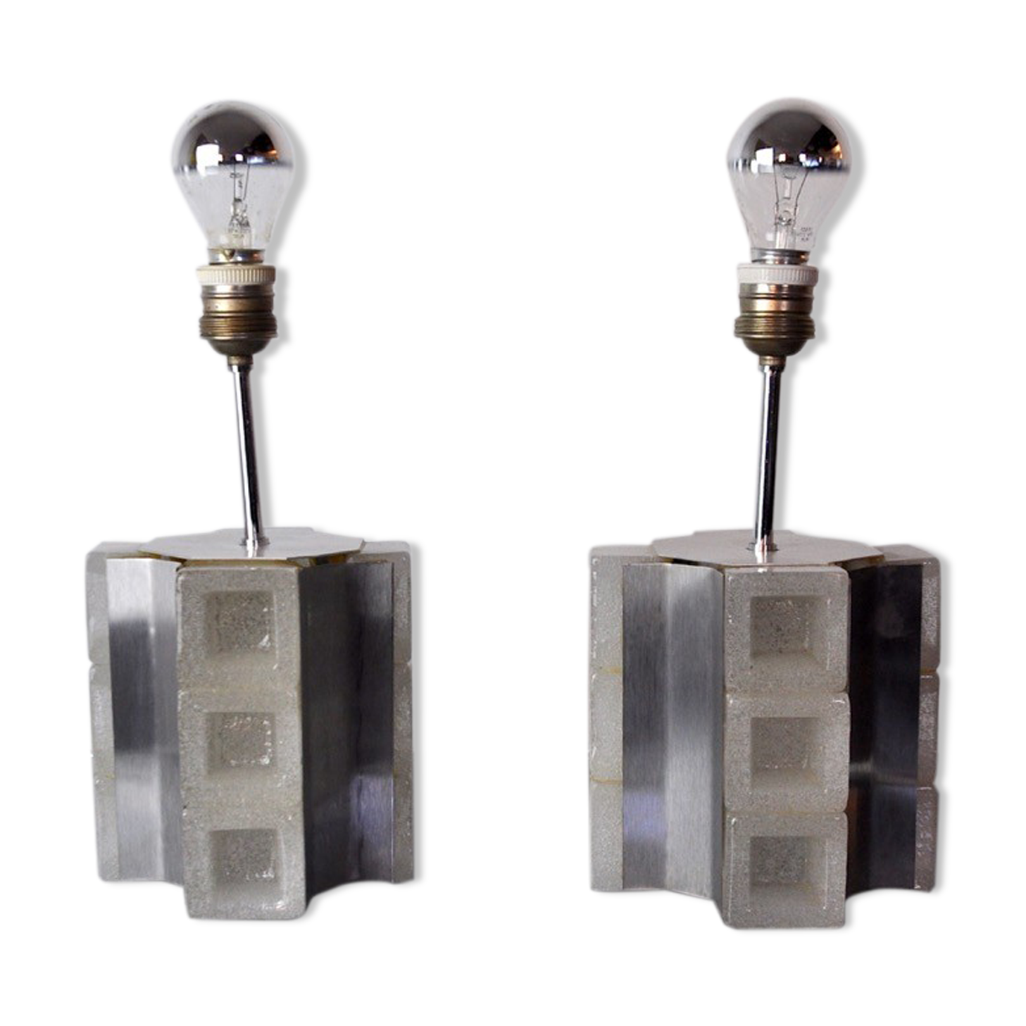 Pair of Poliarte Cubic lamps by Albano Poli, murano glass, Italy, 1960