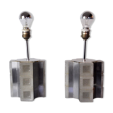 Pair of Poliarte Cubic lamps by Albano Poli, murano glass, Italy, 1960