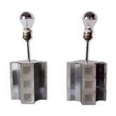 Pair of Poliarte Cubic lamps by Albano Poli, murano glass, Italy, 1960