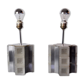 Pair of Poliarte Cubic lamps by Albano Poli, murano glass, Italy, 1960