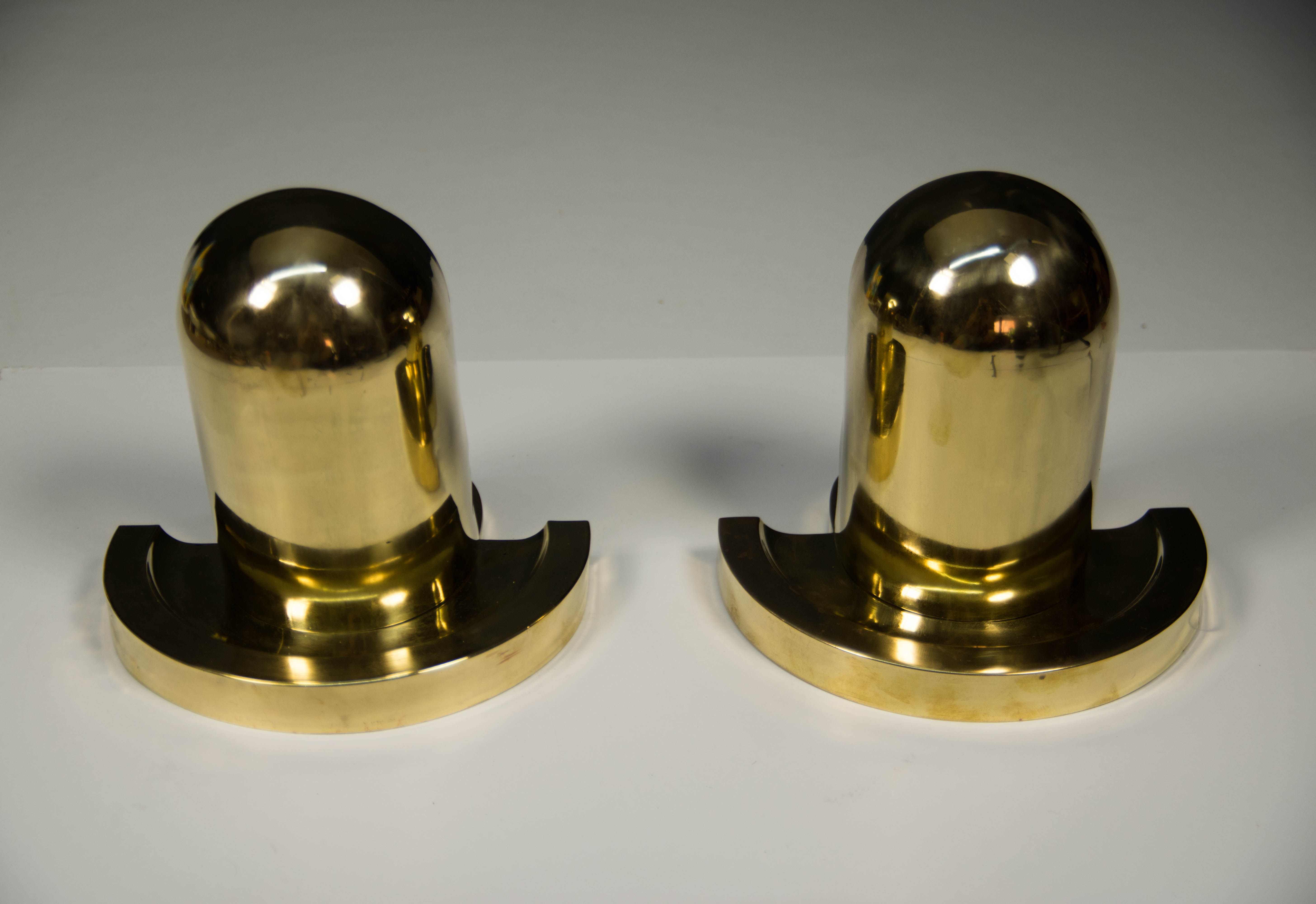 Set of Unique Cubistic Brass Wall Lamps, 1920s